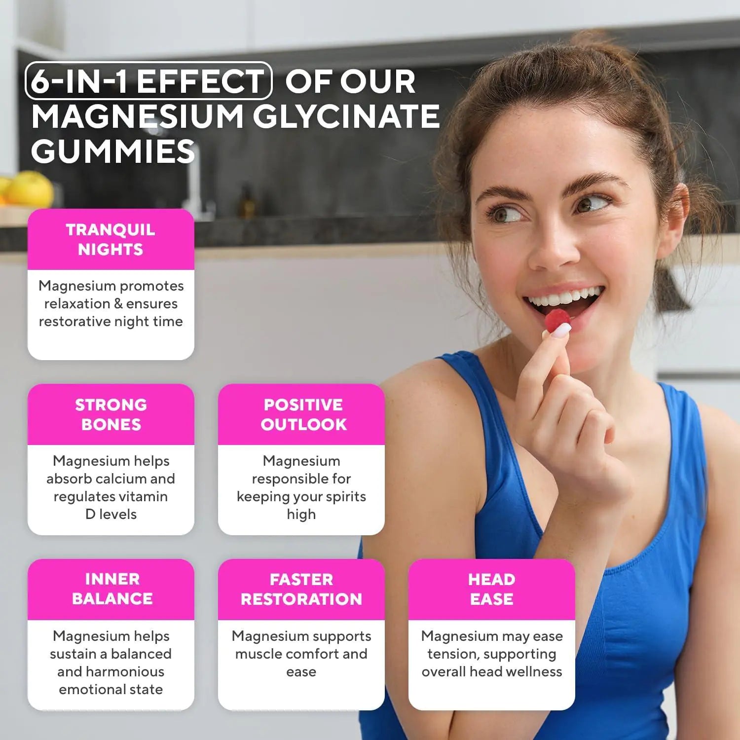 Magnesium Glycinate Gummies 400mg High Absorption Magnesium Supplement for