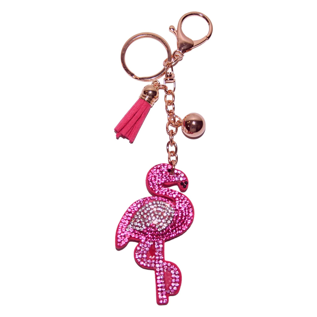 Popfizzy Rhinestone Pink Flamingo Keychain for Women Flamingo Backpack Charm Bling Purse Charm Flamingo Gift