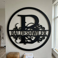 Name Metal Wall Art Sign - Custom Metal Sign, Split Circle Monogram