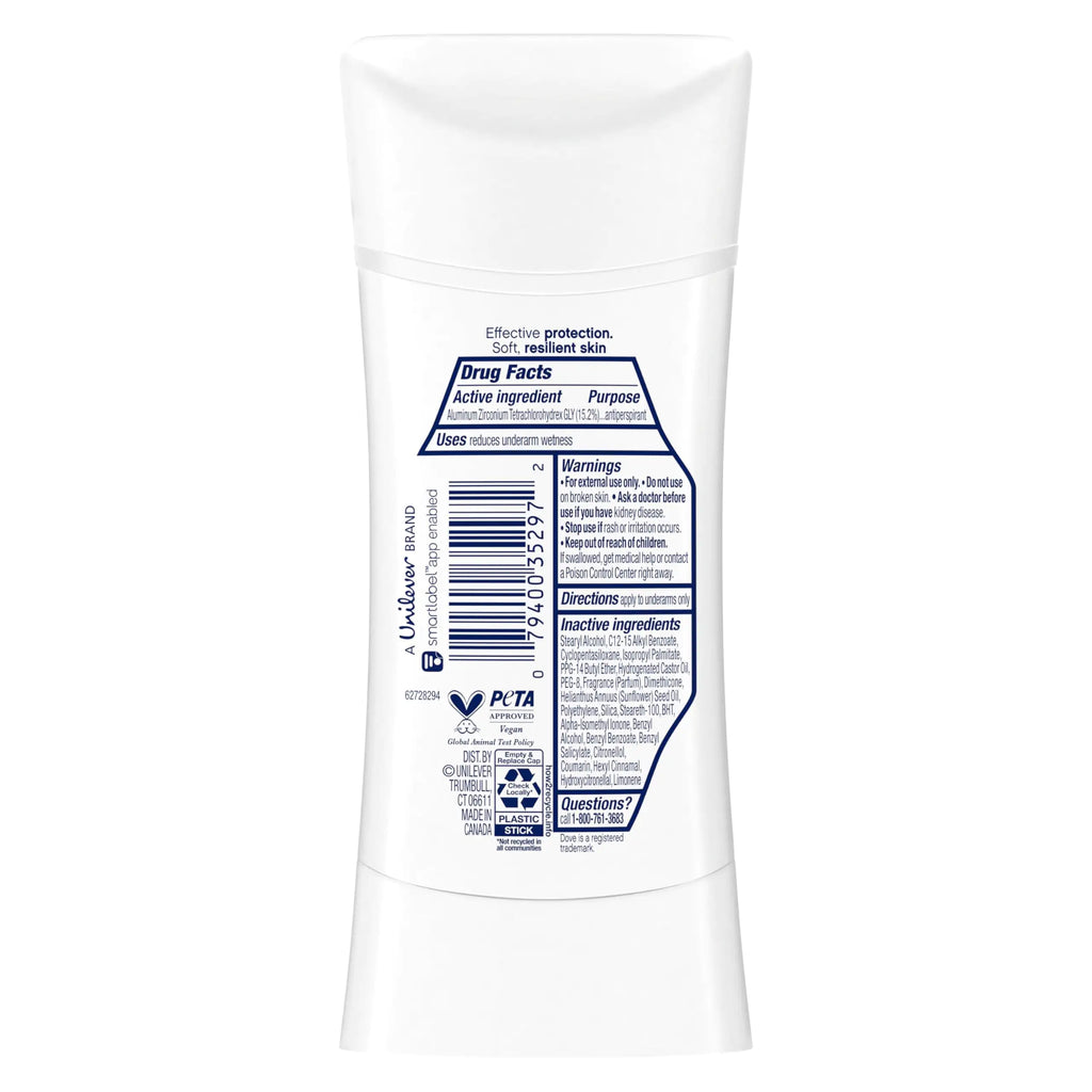Dove Advanced Care Antiperspirant Deodorant Stick Cool Essentials 4 ct for helping your skin barrier repair after shaving 72 hour odor control and sweat protection with Pro Ceramide Technology 2.6 oz 2.6 Ounce (Pack of 4)