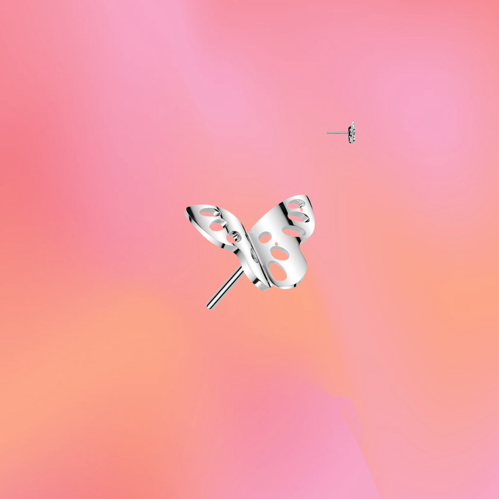 Butterfly Cutout Titanium Flat Back