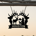 Personalized Antler Metal Name Sign - Custom Rustic Cabin Wall Art