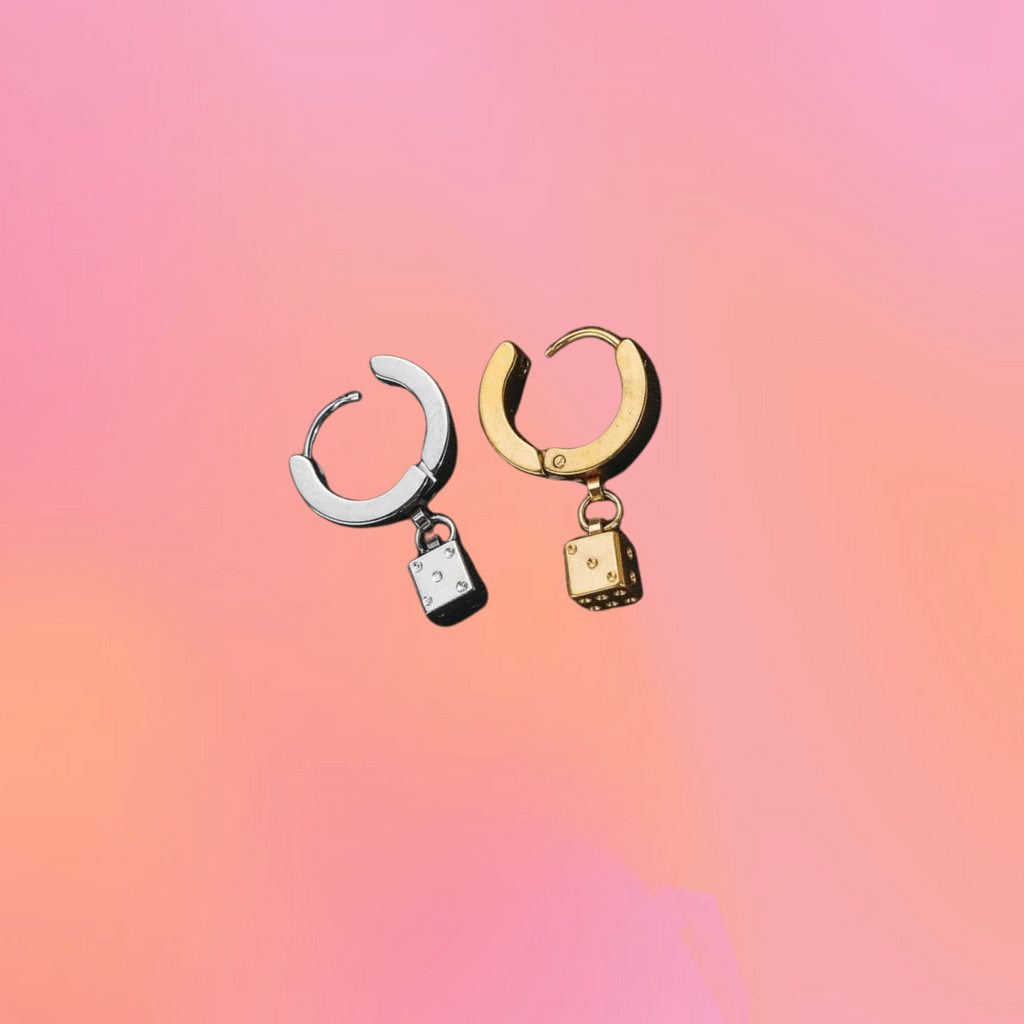 Titanium Dice Charm Earrings