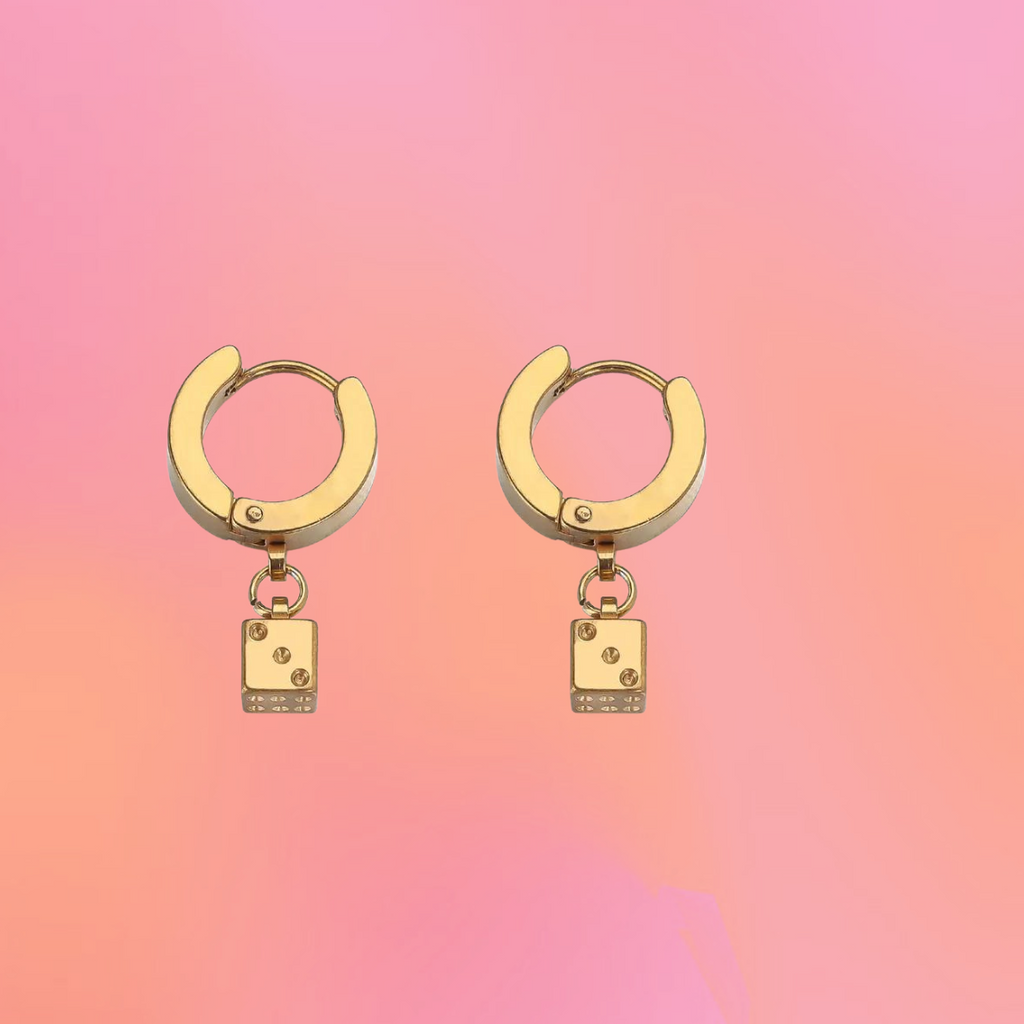 Titanium Dice Charm Earrings