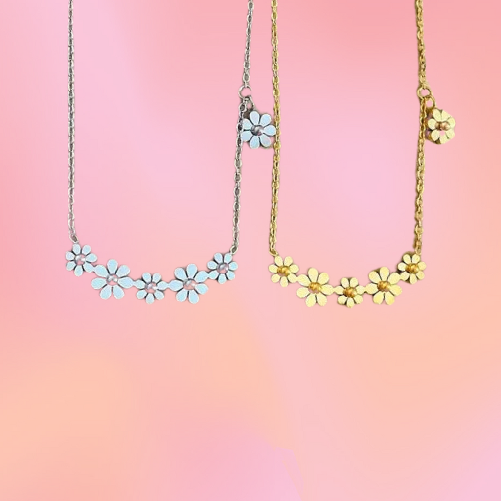 Titanium Daisy Garden Necklace