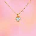 Blue Bow Charm Titanium Necklace