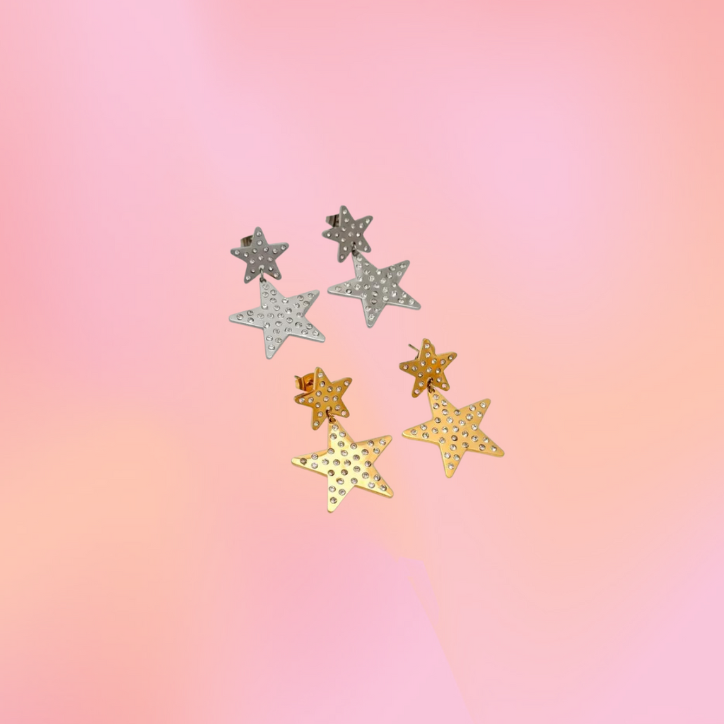 Bedazzling Titanium Star Earrings