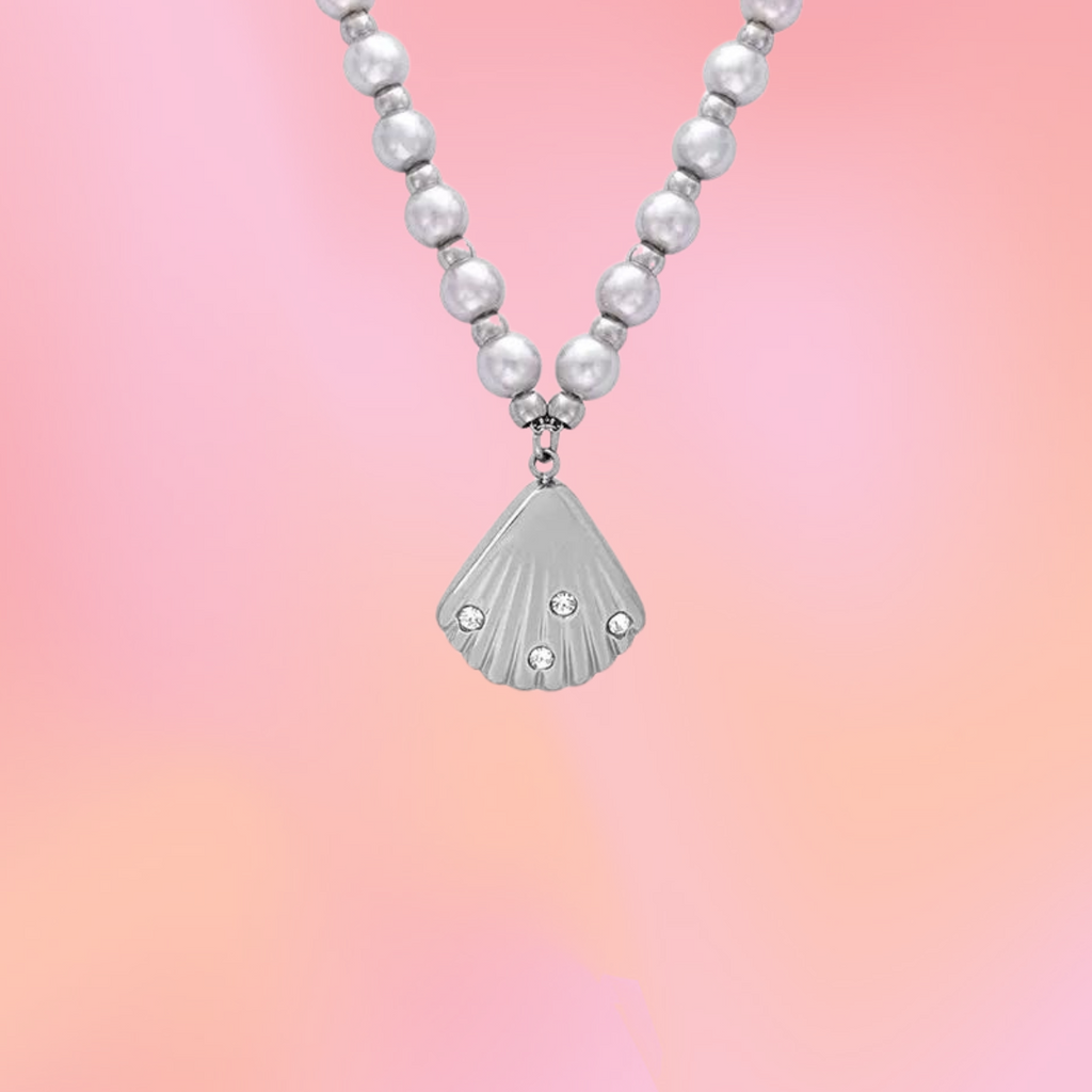 Pearl Sparkly Shell Titanium Necklace