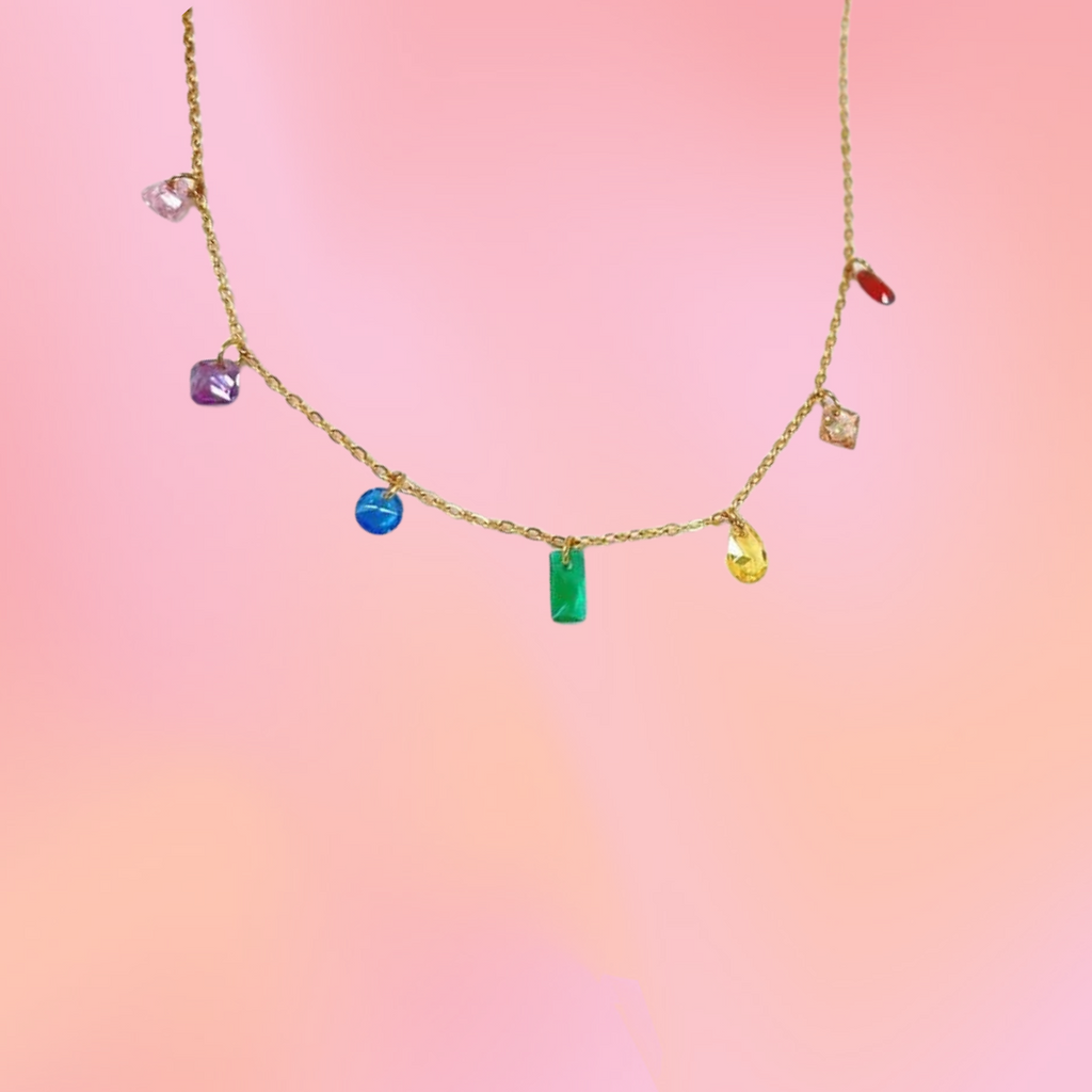 Colorful Gem Titanium Necklace