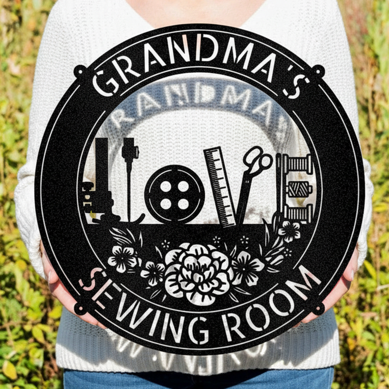 Sewing Love - Personalized Metal Sign for Sewing Room Decor