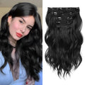 REECHO Hair Extensions 4PCS Clip in Hair Extensions 14" Short Beach Wavy Hair Extensions Invisible Lace Weft Natural Soft Hairpieces for Women – Black