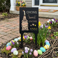 Personalized Gnome Garden Stake - Custom Metal Yard Art - Gnome Home Sign