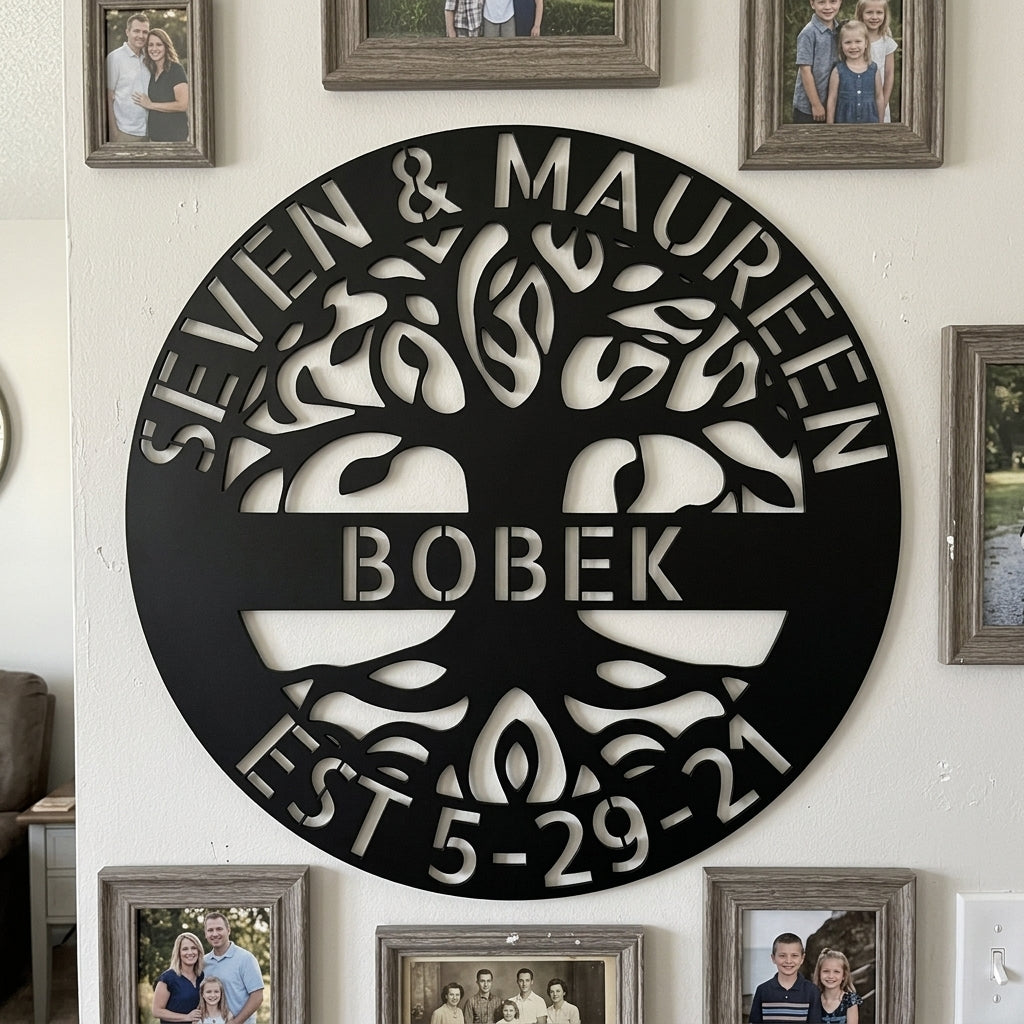 Personalized Intricate Tree of Life Metal Sign - Custom Family Name Wall Art