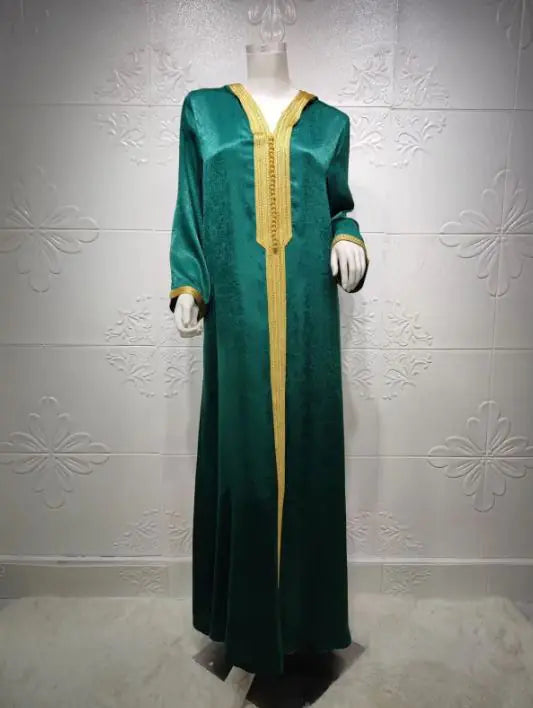 Cross-border Middle East Dubai Champagne Hooded Lace Suede Gown Robe Women In Stock