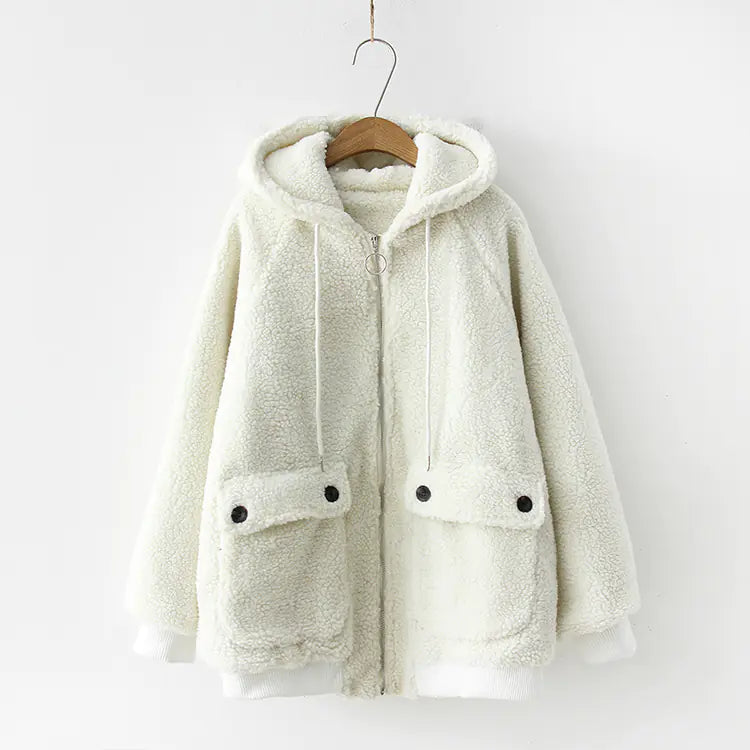Cozy Hooded Jacket with Lamb Wool Lining
