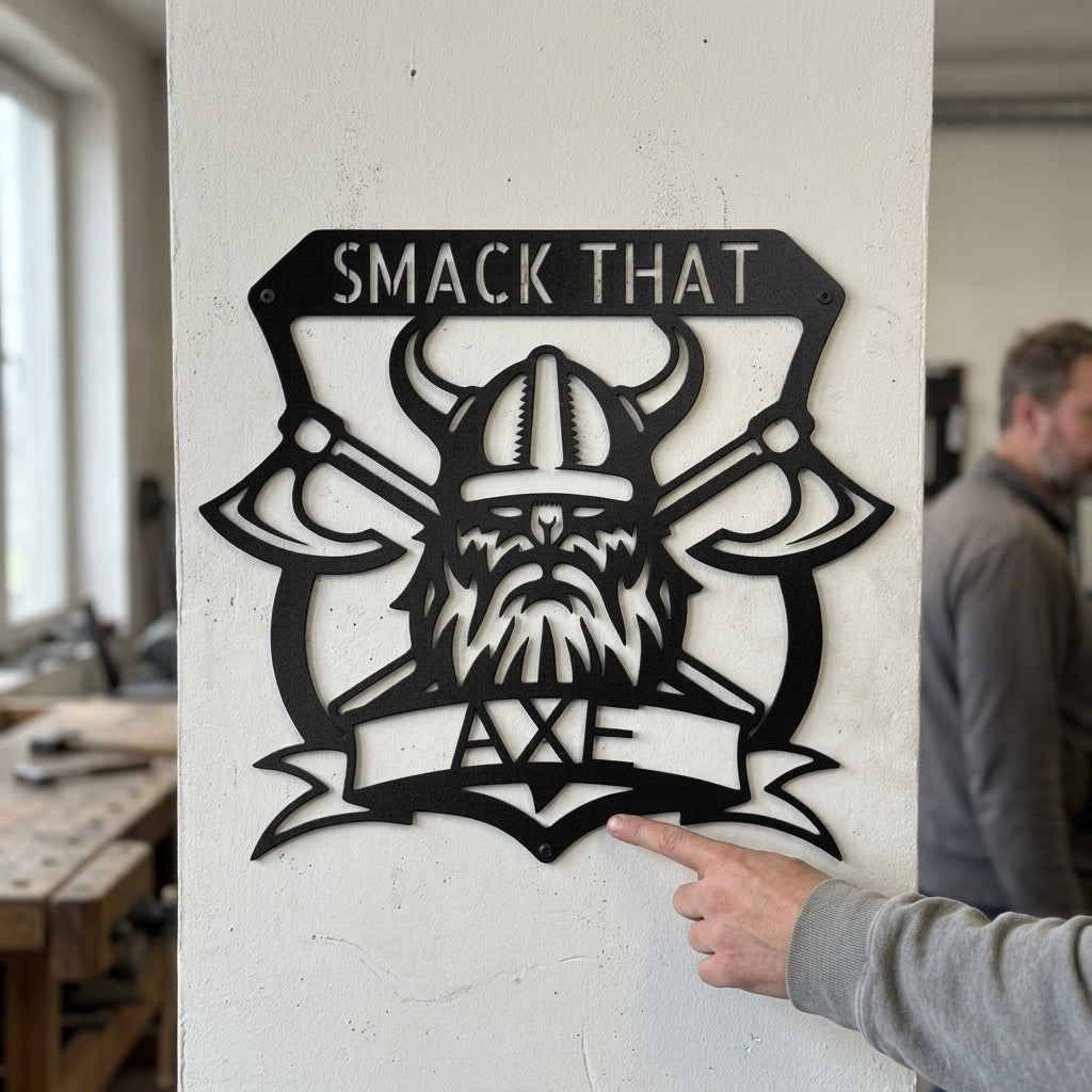 Custom Metal Wall Art - Personalized Viking Axe Sign
