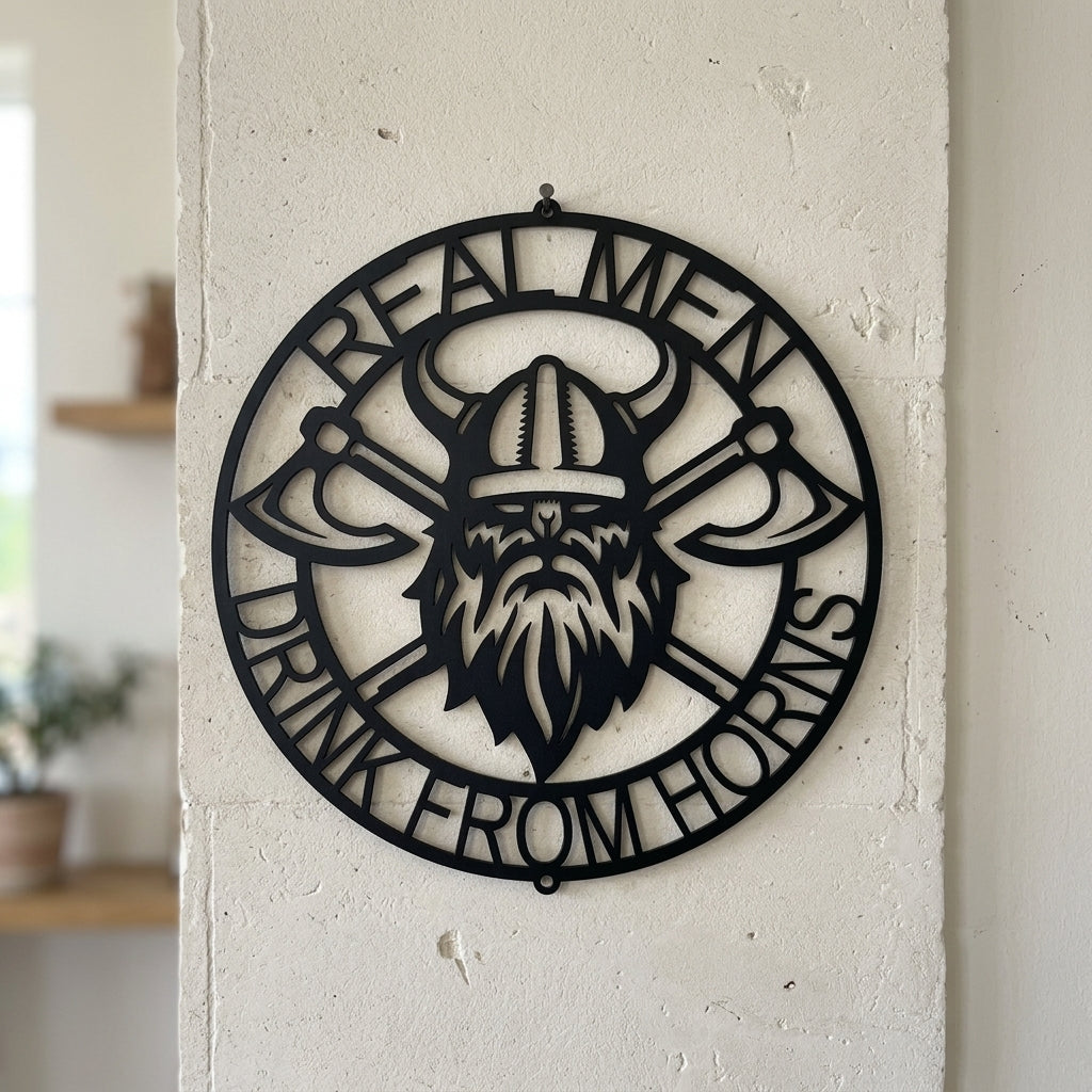 Custom Metal Wall Art - Viking Axe Circle Monogram Sign
