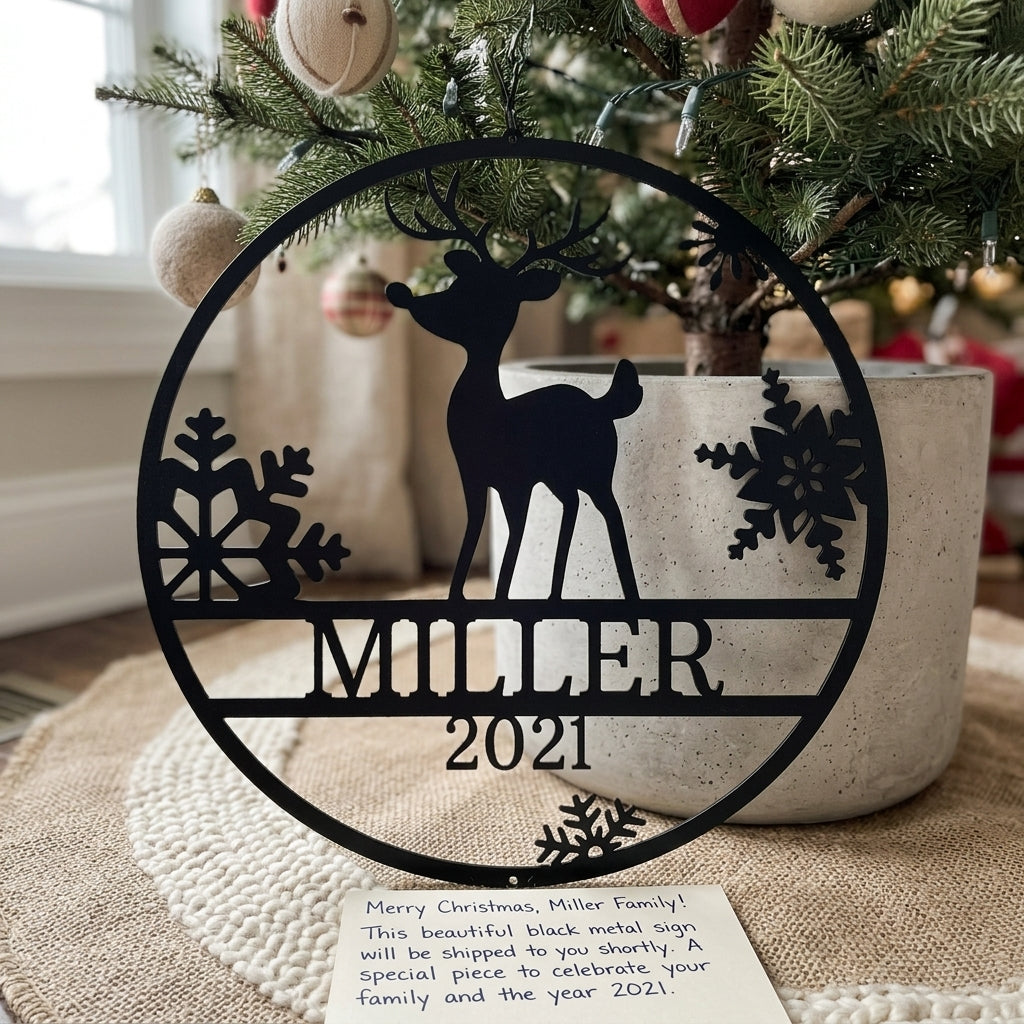 Rudolph's Deer Personalized Gifts - Custom Metal Sign, Christmas Gift