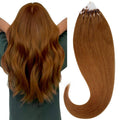 HOTBANANA Micro Ring Hair Extensions Human Hair 14 inch 50g 50s Copper Micro Beads Real Human Hair Extensions Straight Micro Link Micro Loop Hair Extensions